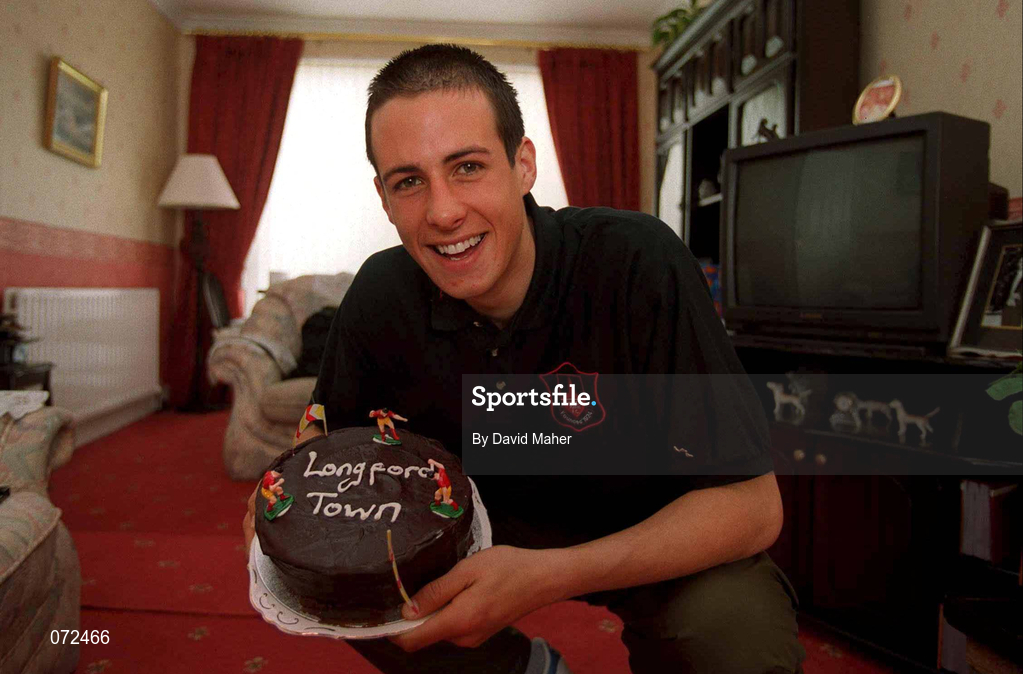 10 May 2001; Longford Town player Stuart Holt, at his home. Stuart will play in the FAI Cup Final against Bohemians on Sunday, when he will also celebrate his 21st birthday. Photo by David Maher/Sportsfile