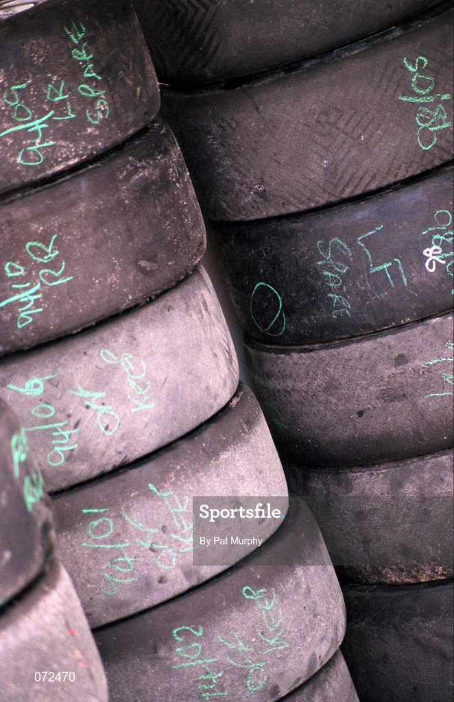 17 June 2001; GR Motorsport tyres which will be used during the Feature Race during Round 5 of the British Touring Car Championship at Mondello Park in Naas, Kildare. Photo by Pat Murphy/Sportsfile