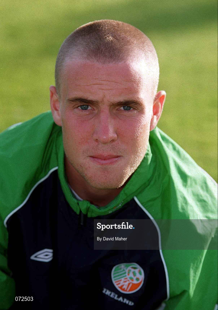 31 August 2001; Barry Quinn of Republic of Ireland prior to the UEFA Under-21 Championship Qualifying Round match between Republic of Ireland and Netherlands at the Regional Sports Centre in Waterford. Photo by David Maher/Sportsfile