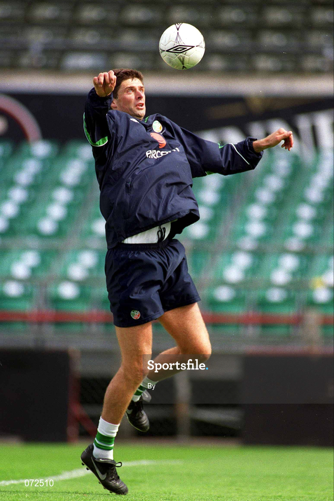 31 August 2001; Niall Quinn during a Republic of Ireland training session at Lansdowne Road in Dublin. Photo by Brendan Moran/Sportsfile