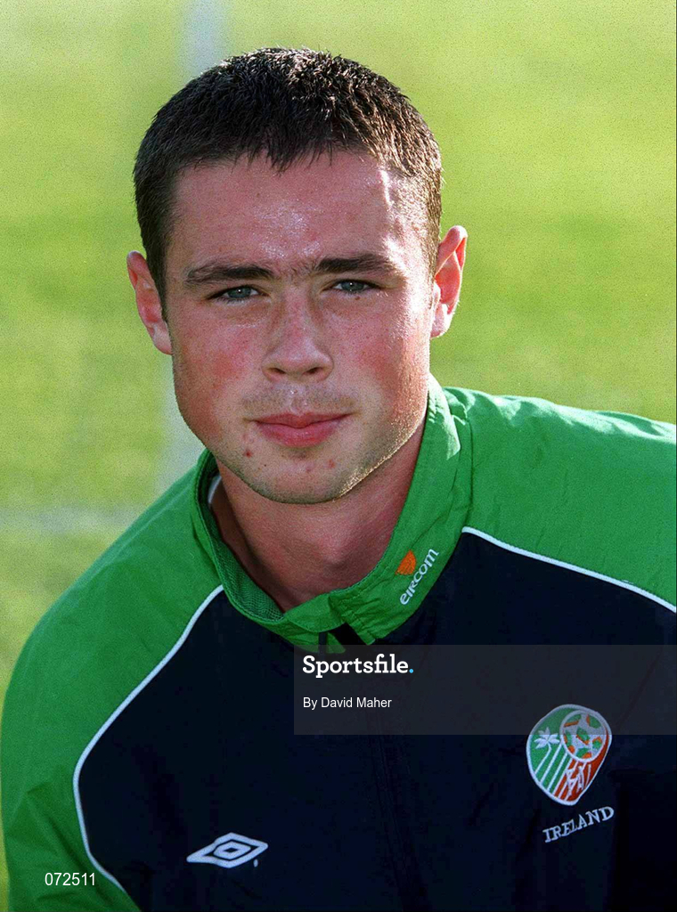 31 August 2001; Damien Delaney of Republic of Ireland prior to the UEFA Under-21 Championship Qualifying Round match between Republic of Ireland and Netherlands at the Regional Sports Centre in Waterford. Photo by David Maher/Sportsfile