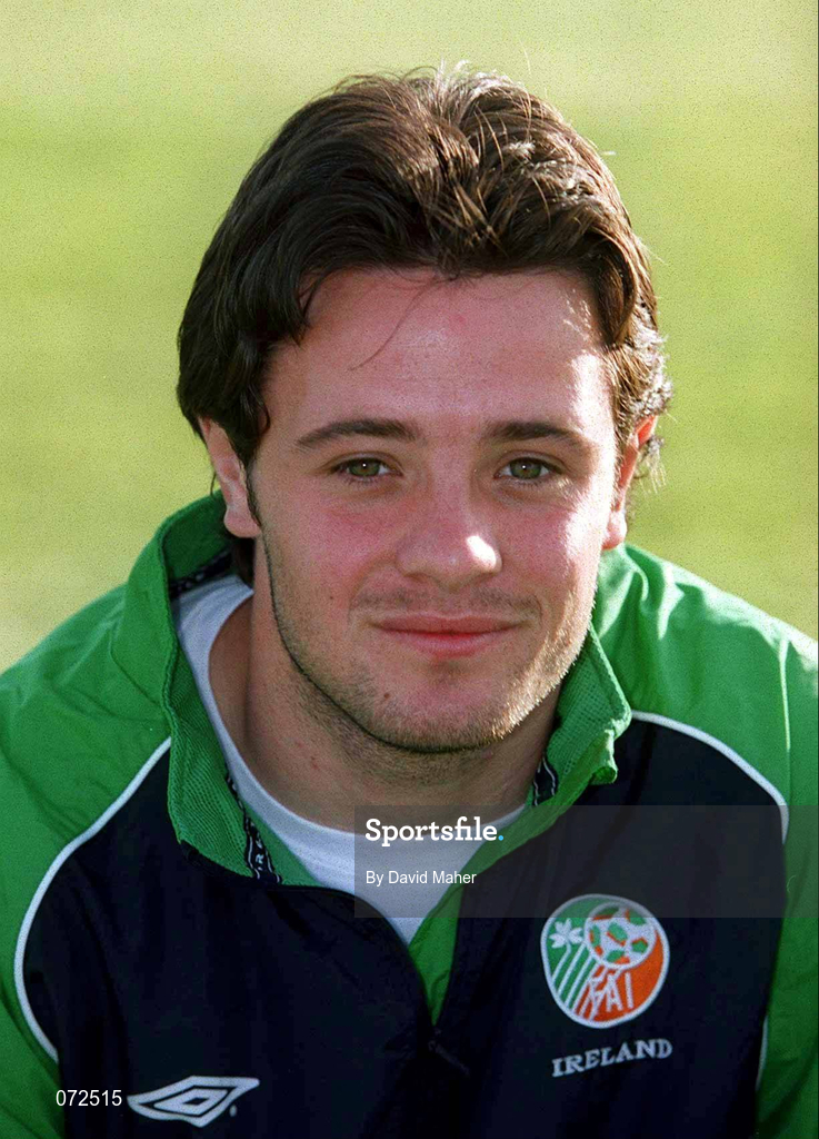 31 August 2001; Andy Reid of Republic of Ireland prior to the UEFA Under-21 Championship Qualifying Round match between Republic of Ireland and Netherlands at the Regional Sports Centre in Waterford. Photo by David Maher/Sportsfile