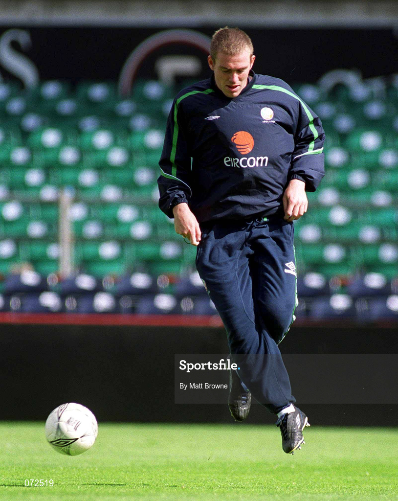 31 August 2001; Richard Dunne during a Republic of Ireland training session at Lansdowne Road in Dublin. Photo by Matt Browne/Sportsfile
