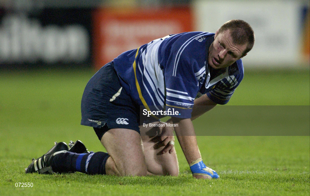 31 August 2001; Eric Miller of Leinster during the Celtic League match between Leinster and Ulster at Donnybrook Stadium in Dublin. Photo by Brendan Moran/Sportsfile