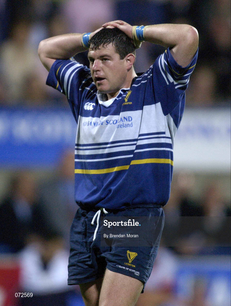 31 August 2001; Reggie Corrigan of Leinster during the Celtic League match between Leinster and Ulster at Donnybrook Stadium in Dublin. Photo by Brendan Moran/Sportsfile