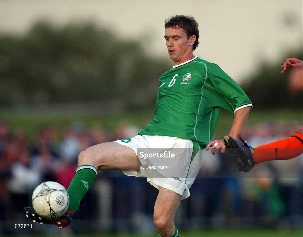 31 August 2001; Colin Healy of Republic of Ireland during the UEFA Under-21 Championship Qualifying Round match between Republic of Ireland and Netherlands at the Regional Sports Centre in Waterford. Photo by David Maher/Sportsfile