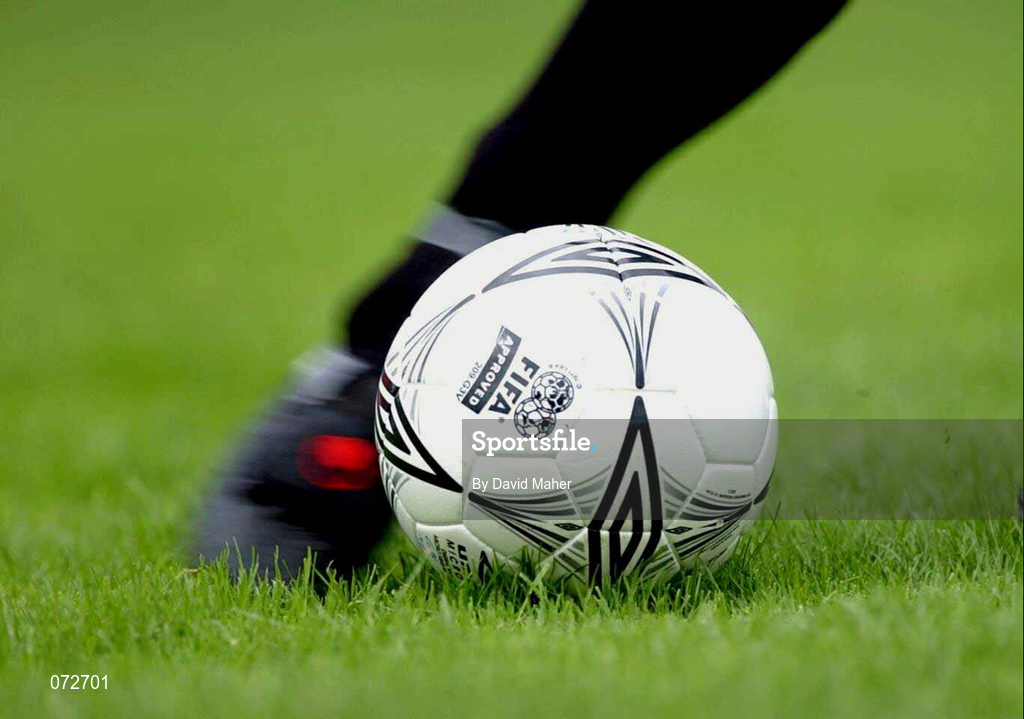 19 August 2001; A general view of a match ball during the eircom League Premier Division match between Cork City and Bohemians at Turners Cross in Cork. Photo by David Maher/Sportsfile