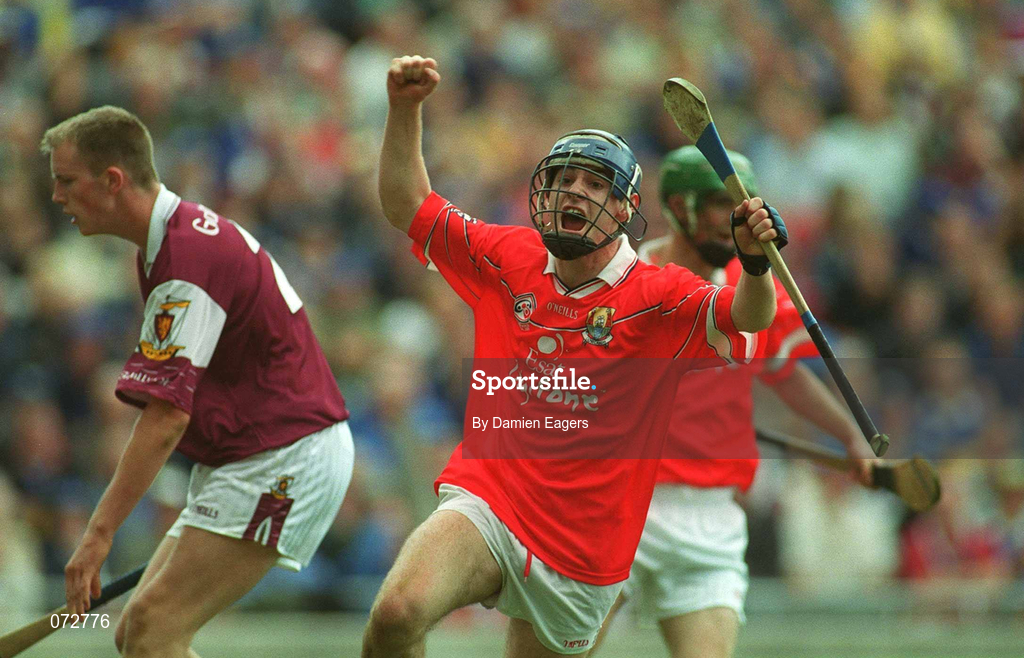 9 September 2001; Kieran Murphy of Cork celebrates after scoring a goal during the All-Ireland Minor Hurling Championship Final between Cork and Galway at Croke Park in Dublin. Photo by Damien Eagers/Sportsfile