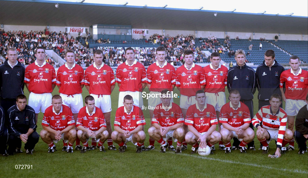 9 September 2001; The Cork squad prior to the All-Ireland Under 21 Football Championship Semi-Final match between Tyrone and Cork at Parnell Park in Dublin. Photo by David Maher/Sportsfile