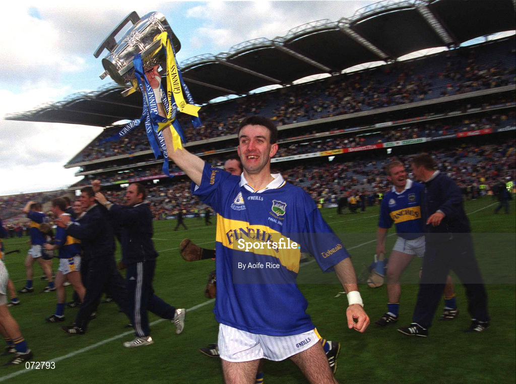 9 September 2001; Thomas Costello of Tipperary celebrates with the Liam MacCarthy Cup following the Guinness All-Ireland Senior Hurling Championship Final match between Tipperary and Galway at Croke Park in Dublin. Photo by Aoife Rice/Sportsfile