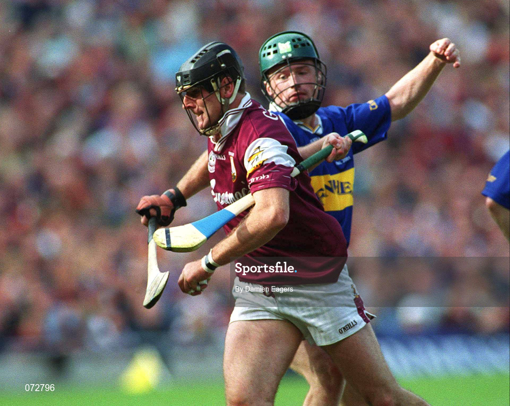9 September 2001; Joe Rabbitte of Galway in action against Paul Ormonde of Tipperary during the Guinness All-Ireland Senior Hurling Championship Final match between Tipperary and Galway at Croke Park in Dublin. Photo by Damien Eagers/Sportsfile
