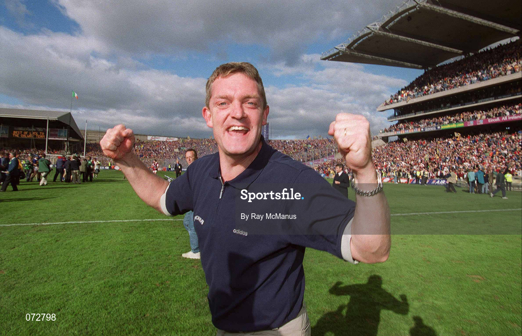 9 September 2001; Tipperary manager Nicky English celebrates following his side's victory in the Guinness All-Ireland Senior Hurling Championship Final match between Tipperary and Galway at Croke Park in Dublin. Photo by Ray McManus/Sportsfile