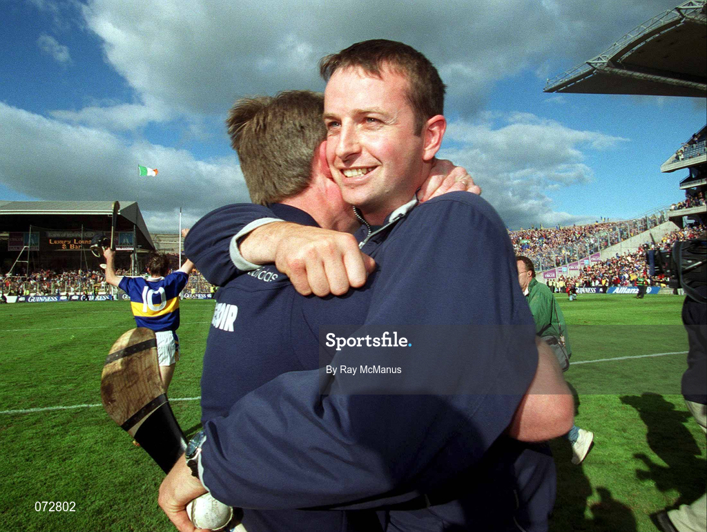9 September 2001; Tipperary manager Nicky English celebrates with Brian O'Meara following their victory in the Guinness All-Ireland Senior Hurling Championship Final match between Tipperary and Galway at Croke Park in Dublin. Photo by Ray McManus/Sportsfile