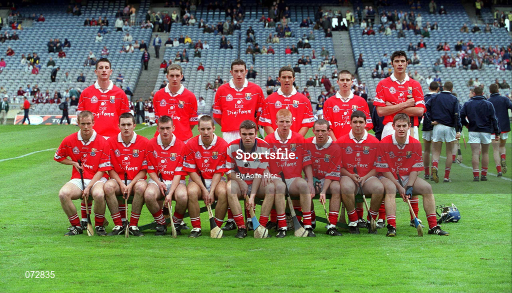 9 September 2001; The Cork team photograph prior to the All-Ireland Minor Hurling Championship Final between Cork and Galway at Croke Park in Dublin. Photo by Aoife Rice/Sportsfile