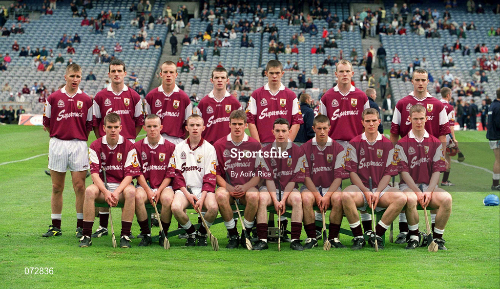 9 September 2001; The Galway team prior to the All-Ireland Minor Hurling Championship Final between Cork and Galway at Croke Park in Dublin. Photo by Aoife Rice/Sportsfile
