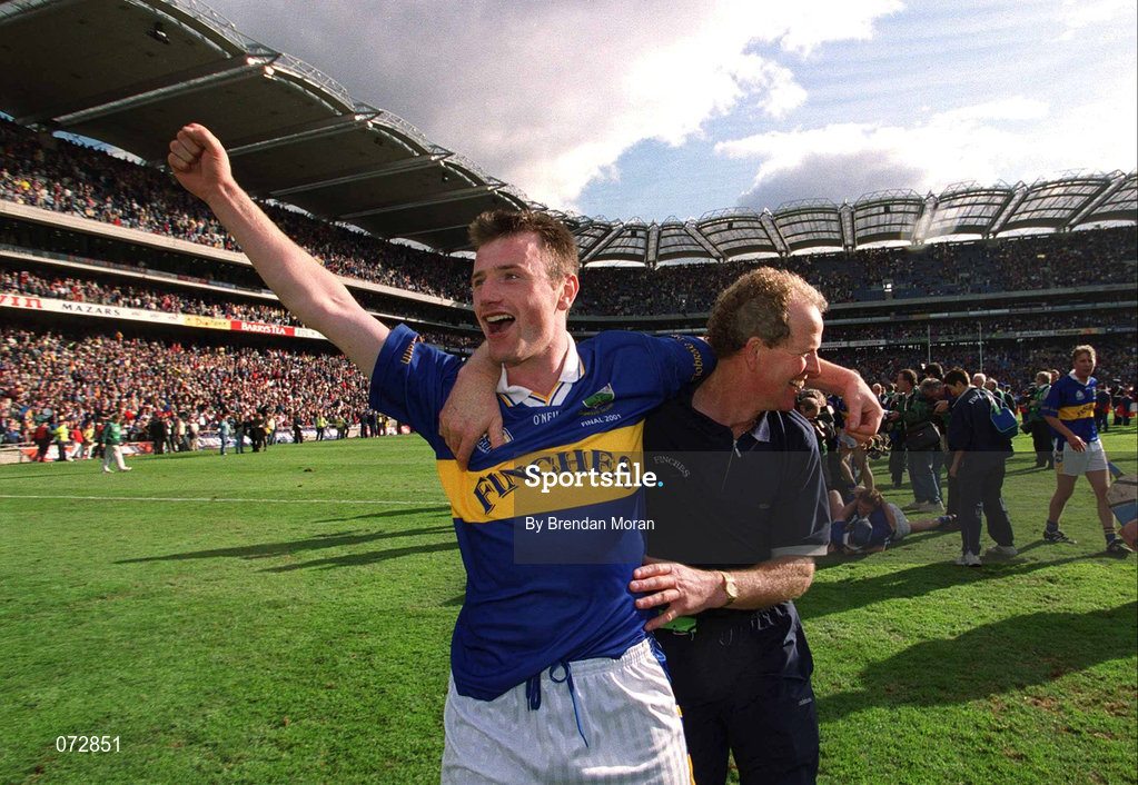 9 September 2001; Tipperary's David Kennedy celebrates following his side's victory in the Guinness All-Ireland Senior Hurling Championship Final match between Tipperary and Galway at Croke Park in Dublin. Photo by Brendan Moran/Sportsfile