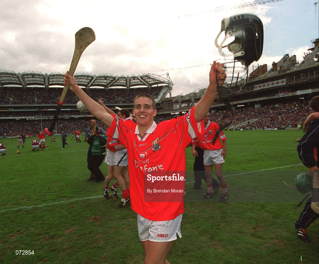 9 September 2001; Kevin Goggin of Cork celebrates following the All-Ireland Minor Hurling Championship Final between Cork and Galway at Croke Park in Dublin. Photo by Brendan Moran/Sportsfile