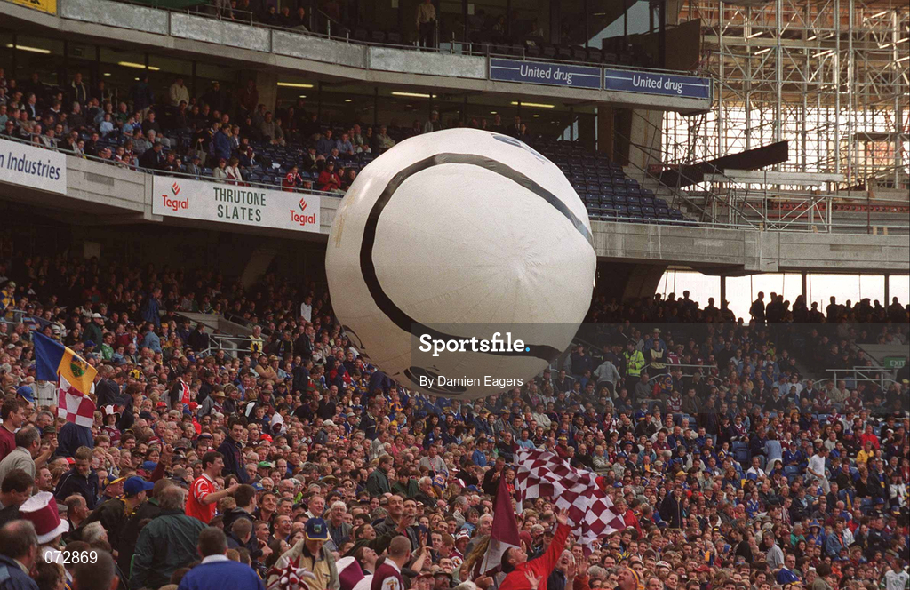 9 September 2001; The Guinness sliothar at half-time of the Guinness All-Ireland Senior Hurling Championship Final match between Tipperary and Galway at Croke Park in Dublin. Photo by Damien Eagers/Sportsfile