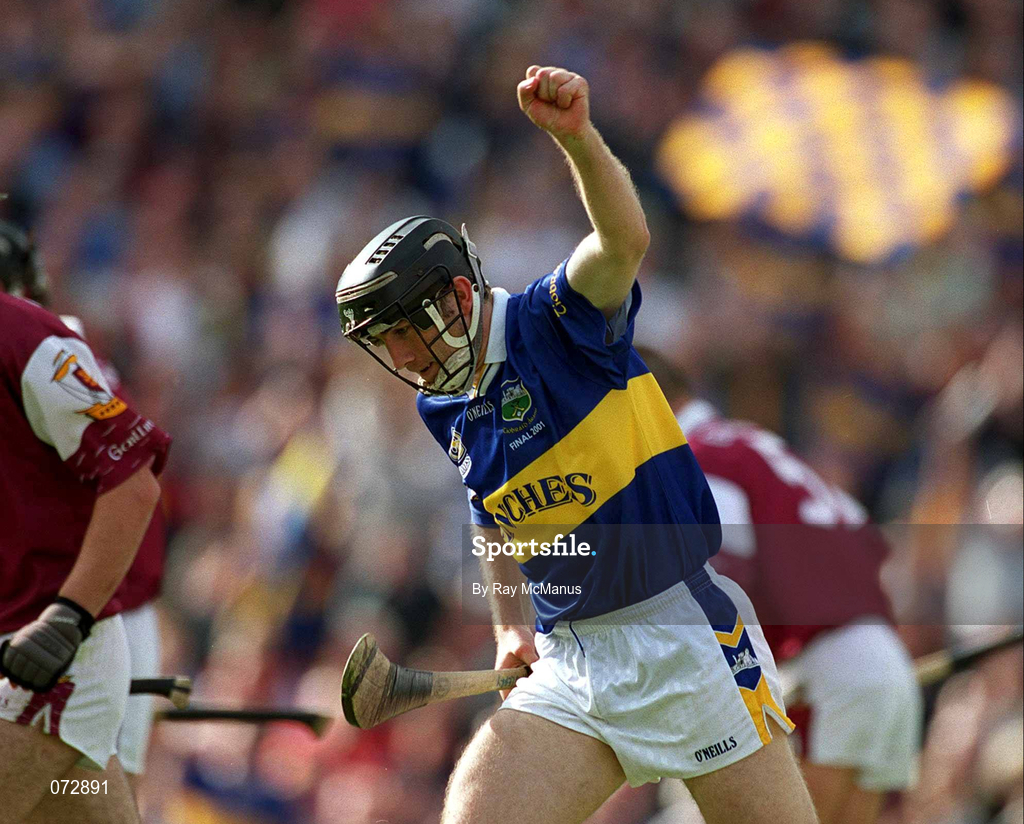 9 September 2001; Mark O'Leary of Tipperary celebrates after scoring a goal during the Guinness All-Ireland Senior Hurling Championship Final match between Tipperary and Galway at Croke Park in Dublin. Photo by Ray McManus/Sportsfile