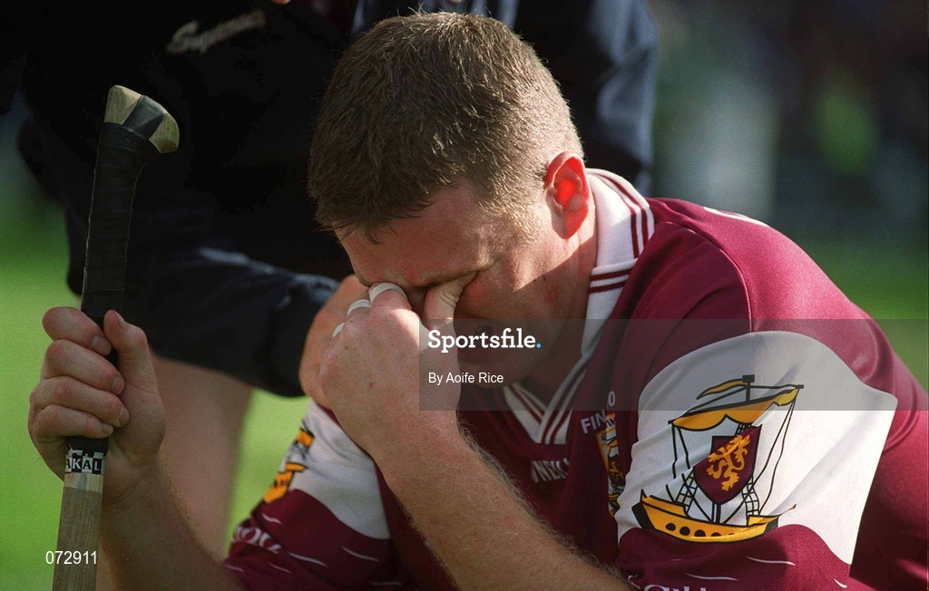 9 September 2001; Gregory Kennedy of Galway following his side's defeat in the Guinness All-Ireland Senior Hurling Championship Final match between Tipperary and Galway at Croke Park in Dublin. Photo by Aoife Rice/Sportsfile