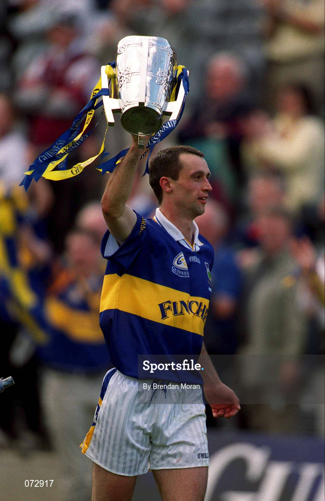 9 September 2001; Tipperary captain Thomas Dunne with the Liam MacCarthy Cup following their victory in the Guinness All-Ireland Senior Hurling Championship Final match between Tipperary and Galway at Croke Park in Dublin. Photo by Brendan Moran/Sportsfile