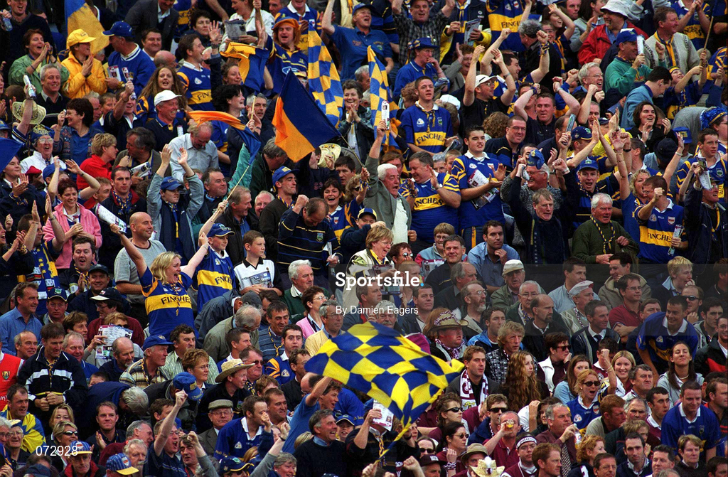 9 September 2001; Tipperary supporters celebrate their victory in the Guinness All-Ireland Senior Hurling Championship Final match between Tipperary and Galway at Croke Park in Dublin. Photo by Damien Eagers/Sportsfile