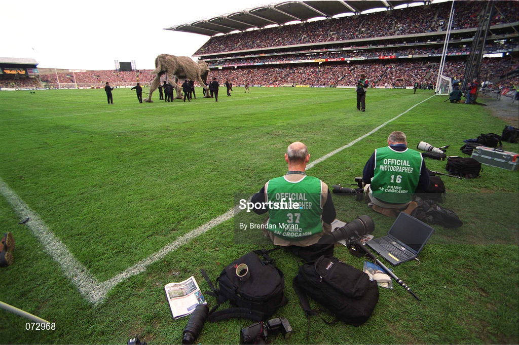 9 September 2001; Photographers at the Canal End during the Guinness All-Ireland Senior Hurling Championship Final match between Tipperary and Galway at Croke Park in Dublin. Photo by Brendan Moran/Sportsfile