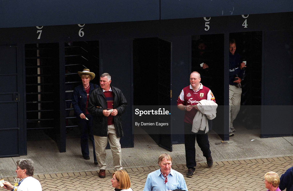 9 September 2001; Galway supporters walk through the turnstiles prior to the Guinness All-Ireland Senior Hurling Championship Final match between Tipperary and Galway at Croke Park in Dublin. Photo by Damien Eagers/Sportsfile