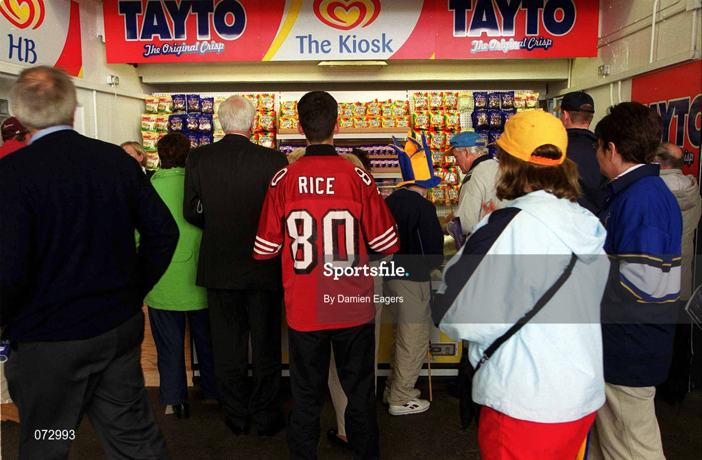 9 September 2001; Supporters at a confectionary stand prior to the Guinness All-Ireland Senior Hurling Championship Final match between Tipperary and Galway at Croke Park in Dublin. Photo by Damien Eagers/Sportsfile