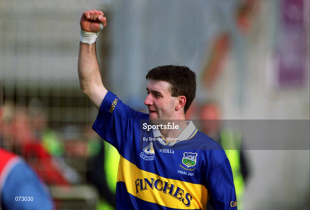 9 September 2001; Thomas Costello of Tipperary celebrates following his side's victory in the Guinness All-Ireland Senior Hurling Championship Final match between Tipperary and Galway at Croke Park in Dublin. Photo by Brendan Moran/Sportsfile