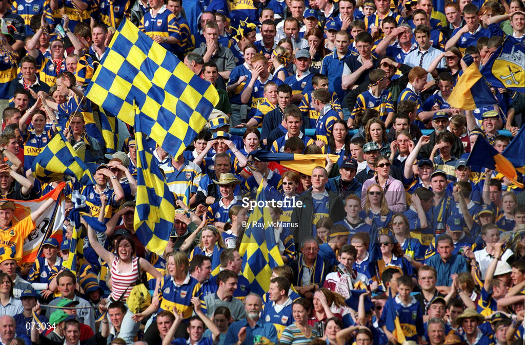 9 September 2001; Tipperary supporters celebrate in the final moments of the Guinness All-Ireland Senior Hurling Championship Final match between Tipperary and Galway at Croke Park in Dublin. Photo by Ray McManus/Sportsfile
