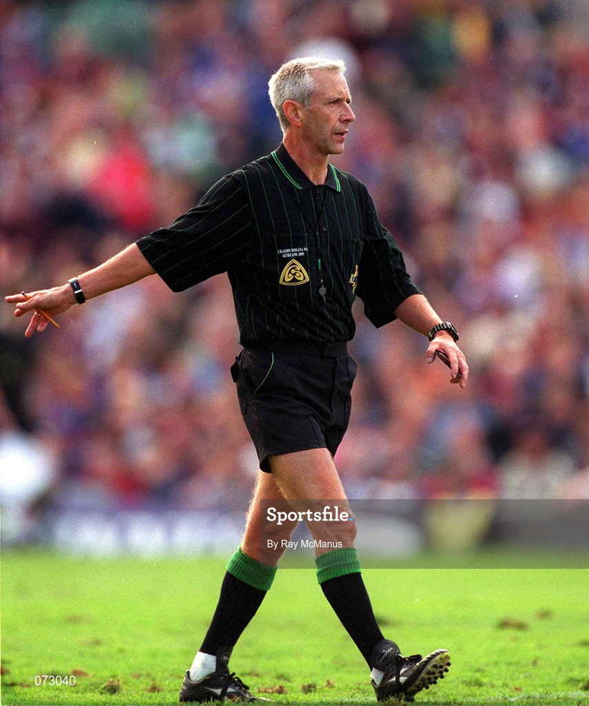 9 September 2001; Referee Pat O'Connor during the Guinness All-Ireland Senior Hurling Championship Final match between Tipperary and Galway at Croke Park in Dublin. Photo by Ray McManus/Sportsfile