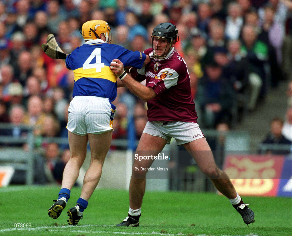 9 September 2001; Joe Rabbitte of Galway in action against Paul Ormonde of Tipperary during the Guinness All-Ireland Senior Hurling Championship Final match between Tipperary and Galway at Croke Park in Dublin. Photo by Brendan Moran/Sportsfile
