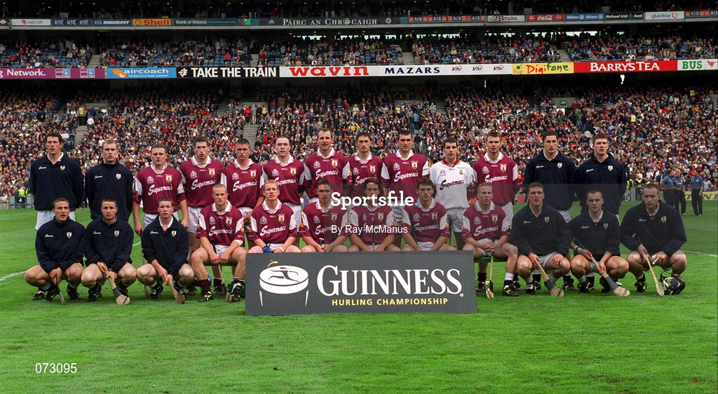 9 September 2001; The Galway panel prior to the Guinness All-Ireland Senior Hurling Championship Final match between Tipperary and Galway at Croke Park in Dublin. Photo by Ray McManus/Sportsfile