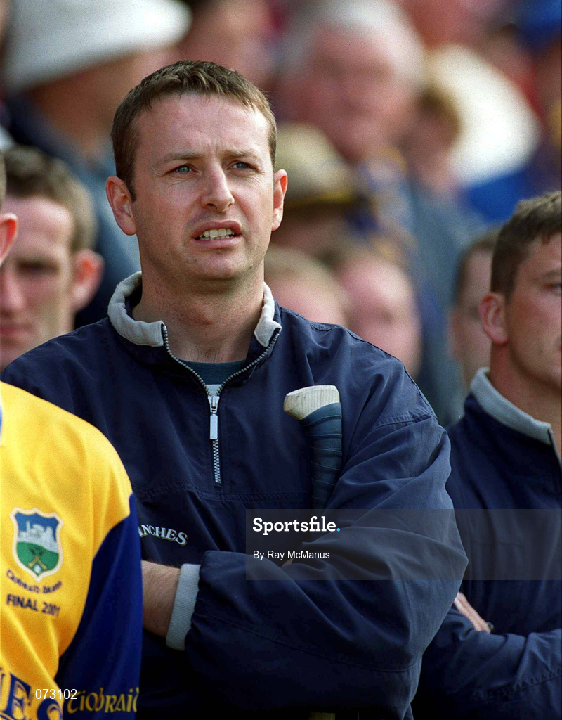 9 September 2001; Brian O'Meara of Tipperary, who was suspended for the match, watches on from the dug-out with the Tipperary substitutes during the Guinness All-Ireland Senior Hurling Championship Final match between Tipperary and Galway at Croke Park in Dublin. Photo by Ray McManus/Sportsfile