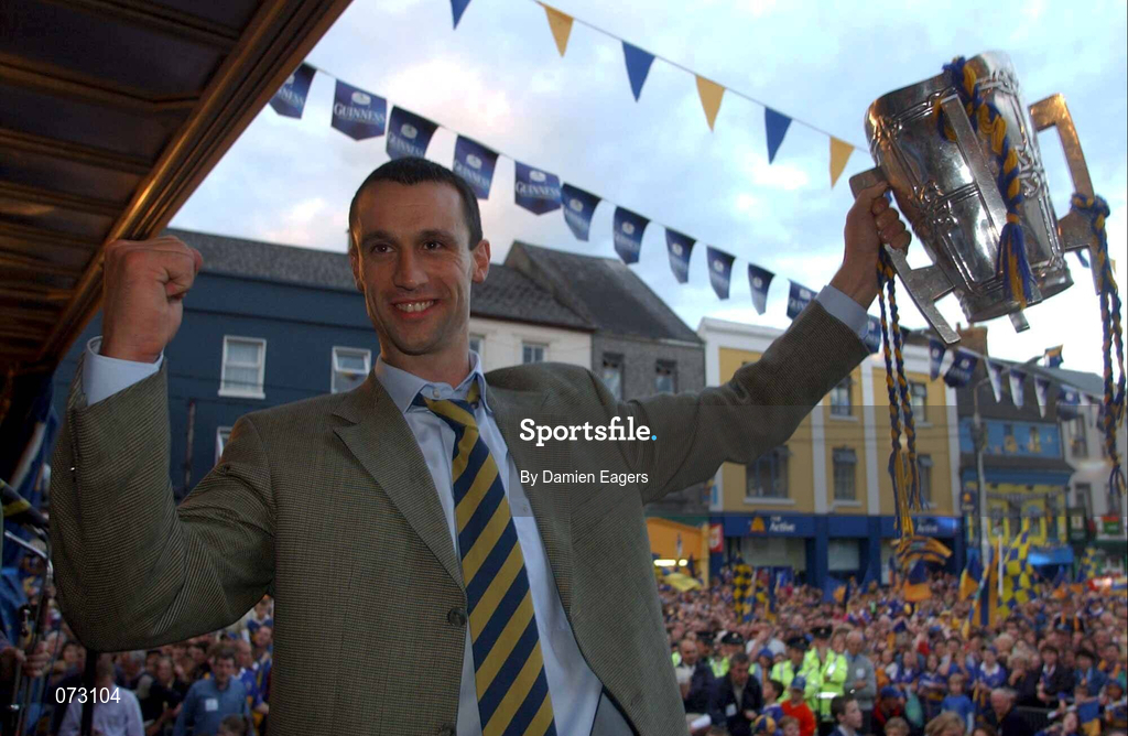 10 September 2001; Tipperary captain Thomas Dunne during the homecoming of the All-Ireland hurling champions Tipperary in Thurles, Tipperary. Photo by Damien Eagers/Sportsfile