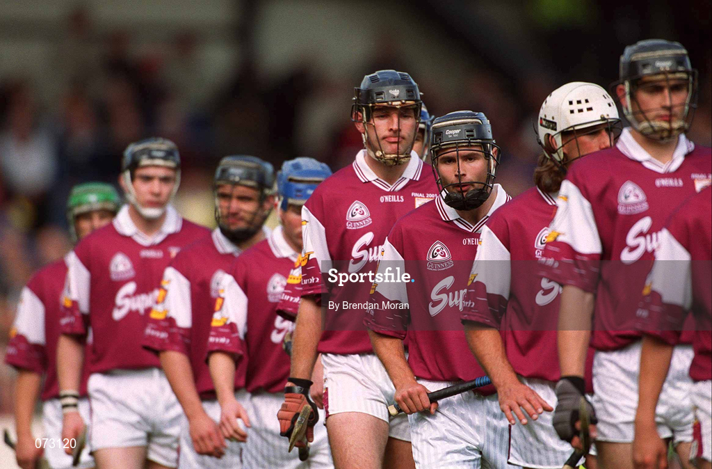 9 September 2001; Richie Murray with his Galway team-mates during the pre-match parade prior to the Guinness All-Ireland Senior Hurling Championship Final match between Tipperary and Galway at Croke Park in Dublin. Photo by Brendan Moran/Sportsfile