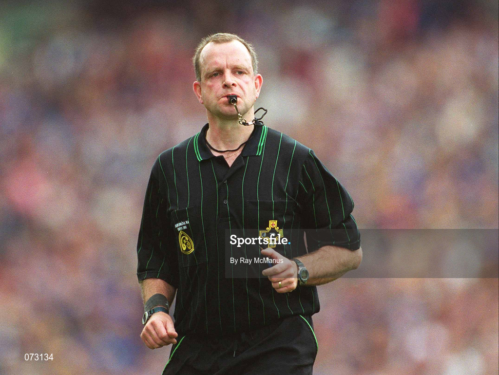 9 September 2001; Referee Tommy McIntyre during the All-Ireland Minor Hurling Championship Final between Cork and Galway at Croke Park in Dublin. Photo by Ray McManus/Sportsfile