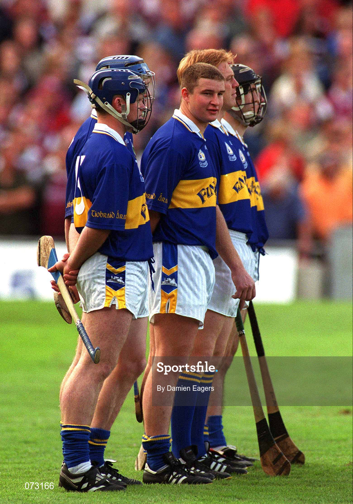 9 September 2001; Tipperary players, from left, Eugene O'Neill, Lar Corbett, John Carroll, Declan Ryan, Mark O'Leary and Eoin Kelly prior to the Guinness All-Ireland Senior Hurling Championship Final match between Tipperary and Galway at Croke Park in Dublin. Photo by Damien Eagers/Sportsfile