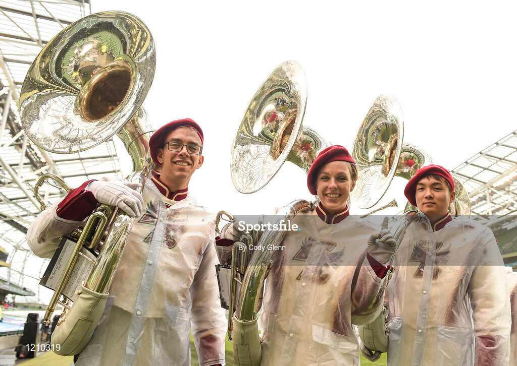 3 September 2016; Members of the Boston College band ahead the Aer Lingus College Football Classic match between Boston College Eagles and Georgia Tech Yellow Jackets at the Aviva Stadium in Lansdowne Road, Dublin. Photo by Cody Glenn/Sportsfile