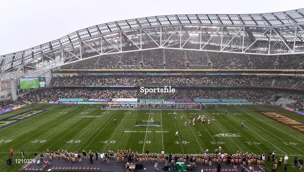 3 September 2016; A view of the action during the Aer Lingus College Football Classic match between Boston College Eagles and Georgia Tech Yellow Jackets at the Aviva Stadium in Lansdowne Road, Dublin. Photo by Brendan Moran/Sportsfile