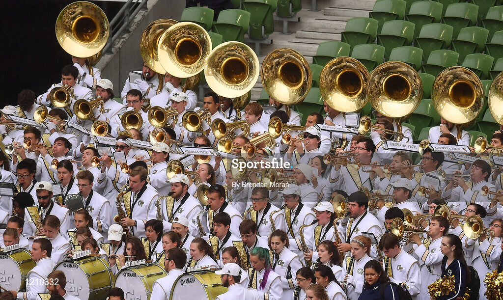 3 September 2016; The Georgia Tech marching band play during the Aer Lingus College Football Classic match between Boston College Eagles and Georgia Tech Yellow Jackets at the Aviva Stadium in Lansdowne Road, Dublin. Photo by Brendan Moran/Sportsfile