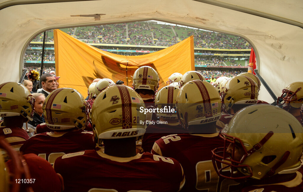 3 September 2016; Boston College players wait in the tunnel to take the field during the Aer Lingus College Football Classic match between Boston College Eagles and Georgia Tech Yellow Jackets at the Aviva Stadium in Lansdowne Road, Dublin. Photo by Cody Glenn/Sportsfile