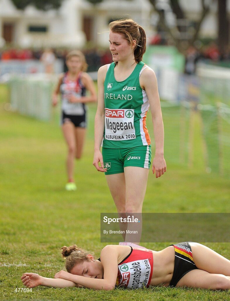 12 December 2010; Ciara Mageean, Ireland, walks away after crossing the finish line, in 7th place with a time of 13:16, in the Women's Junior race. 17th SPAR European Cross Country Championships, Albufeira, Portugal. Picture credit: Brendan Moran / SPORTSFILE