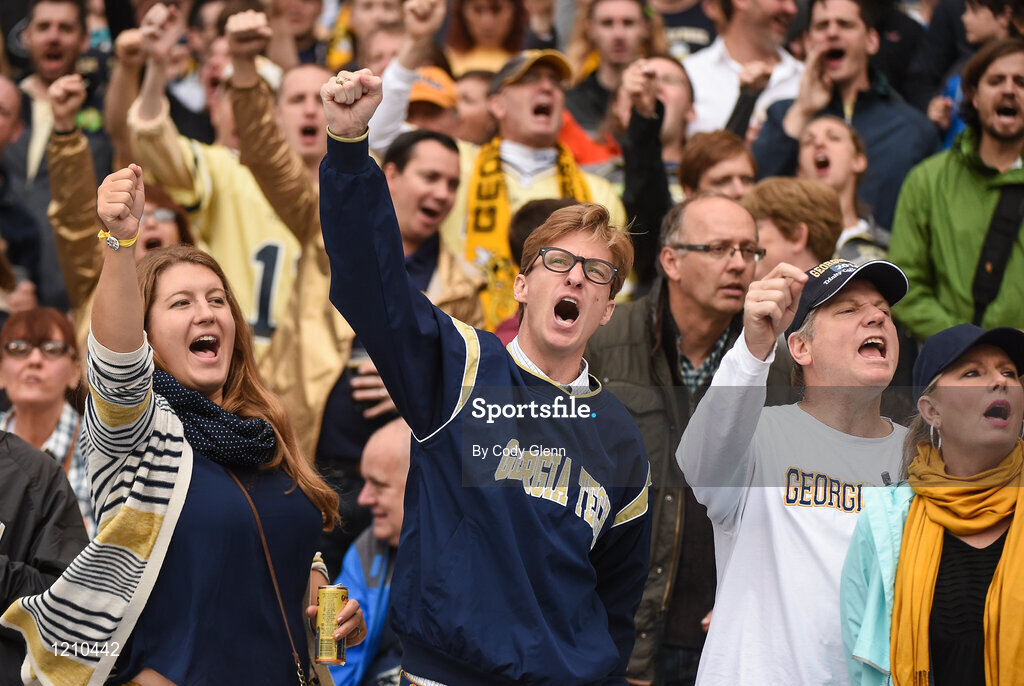 3 September 2016; Georgia Tech supporters during the Aer Lingus College Football Classic match between Boston College Eagles and Georgia Tech Yellow Jackets at the Aviva Stadium in Lansdowne Road, Dublin. Photo by Cody Glenn/Sportsfile