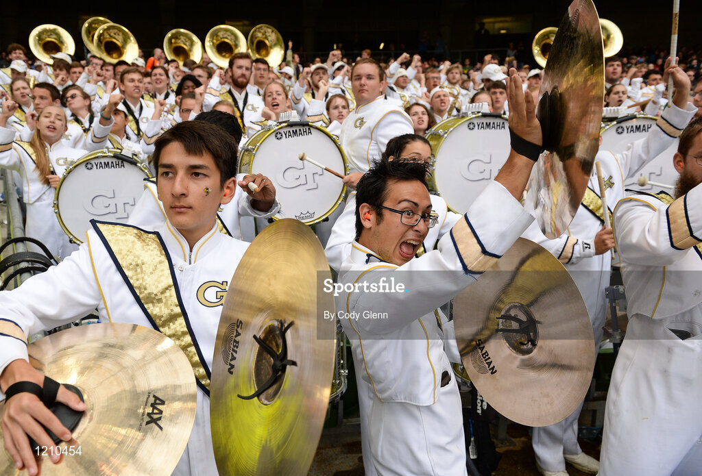 3 September 2016; Members of the Georgia Tech band during the Aer Lingus College Football Classic match between Boston College Eagles and Georgia Tech Yellow Jackets at the Aviva Stadium in Lansdowne Road, Dublin. Photo by Cody Glenn/Sportsfile