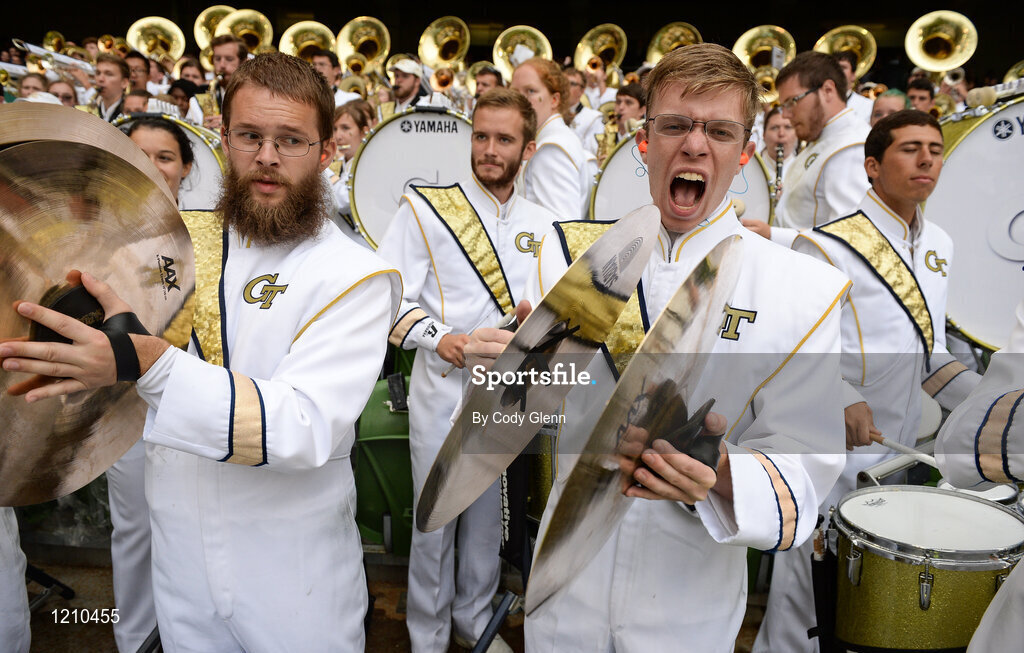3 September 2016; Members of the Georgia Tech band during the Aer Lingus College Football Classic match between Boston College Eagles and Georgia Tech Yellow Jackets at the Aviva Stadium in Lansdowne Road, Dublin. Photo by Cody Glenn/Sportsfile