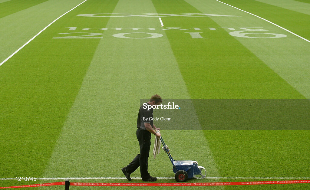 4 September 2016; Pitch manager Stuart Wilson lines the pitch ahead of the GAA Hurling All-Ireland Senior Championship Final match between Kilkenny and Tipperary at Croke Park in Dublin. Photo by Cody Glenn/Sportsfile
