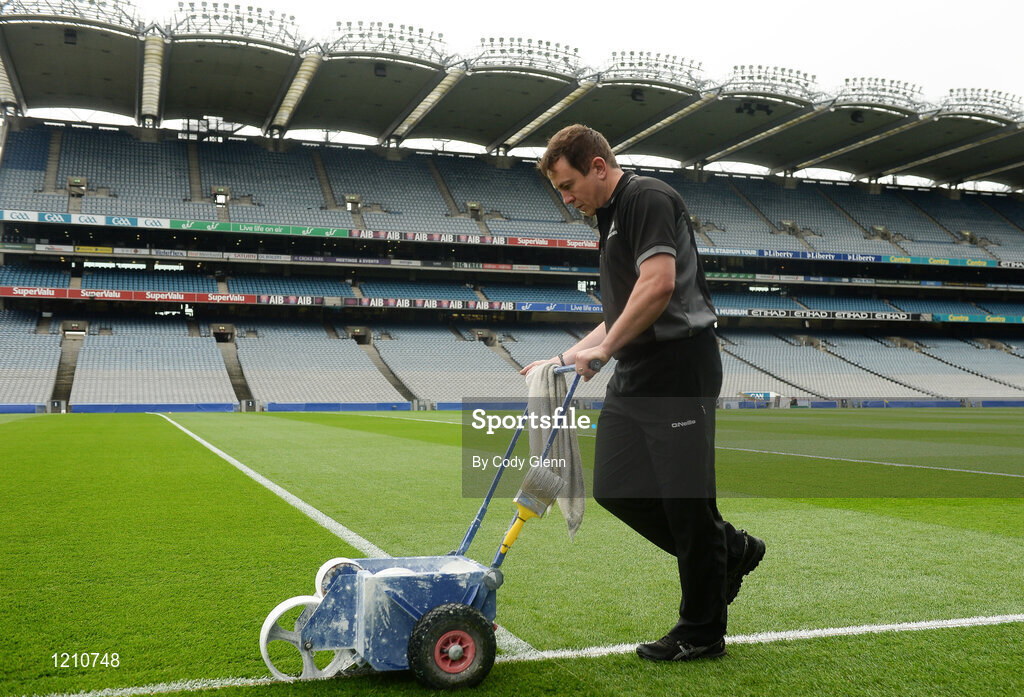 4 September 2016; Pitch manager Stuart Wilson lines the pitch ahead of the GAA Hurling All-Ireland Senior Championship Final match between Kilkenny and Tipperary at Croke Park in Dublin. Photo by Cody Glenn/Sportsfile