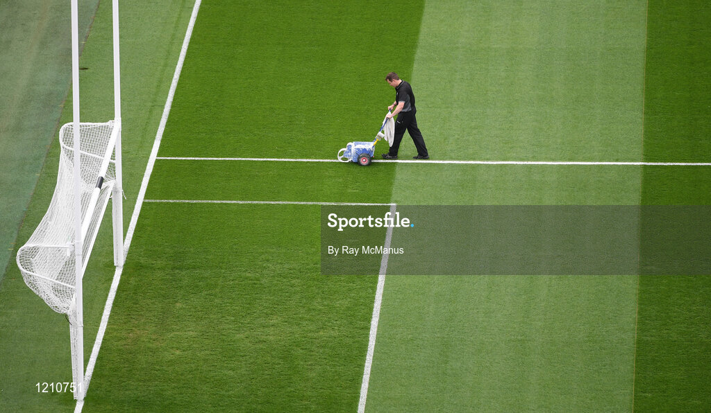 4 September 2016; Pitch manager Stuart Wilson lining the pitch before during the GAA Hurling All-Ireland Senior Championship Final match between Kilkenny and Tipperary at Croke Park in Dublin. Photo by Ray McManus/Sportsfile